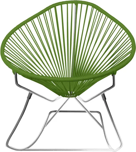Vista 9 de Innit Designs Acapulco - Silla mecedora con estructura cromada, color turquesa, tejido naranja Verde