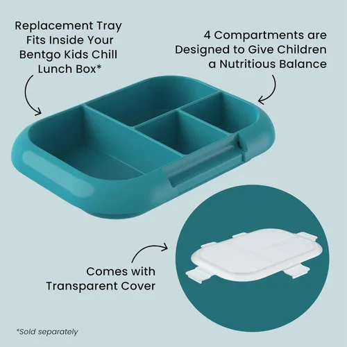 Vista 4 de Bentgo Bandeja de repuesto Chill Kids Lunch Box – Caja Bento reutilizable de 4 compartimentos para una fácil preparación de comidas; capacidad
