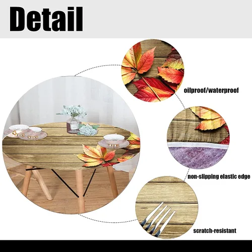 Vista 4 de Mantel de poliéster con hojas de arce, mantel ovalado de otoño de 68 x 48 pulgadas, impermeable, resistente al viento y a las arrugas, mantel