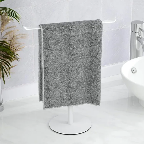 Vista 8 de Toallero en forma de T para toallas de mano para baño, con soporte para diademas y toalleros ligeros para baño, soporte negro para cocina