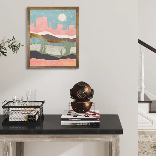 Vista 5 de Arte de pared del desierto del suroeste, impresiones de póster de color rosa pastel y verde azulado, decoración moderna de pared de montaña bohemia