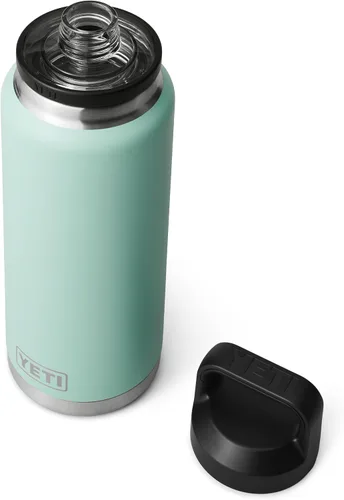 Vista 3 de YETI Rambler - Botella de 36 onzas, aislada al vacío, a prueba de fugas, de acero inoxidable con tapón para sorbos Aislamiento al vacío Verde mar