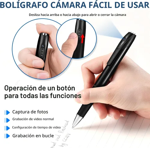 Vista 2 de Mini cámara oculta de 1080P, bolígrafo de cámara HD, mini cámaras de seguridad, batería de larga duración, fácil de usar, cámara micro pluma