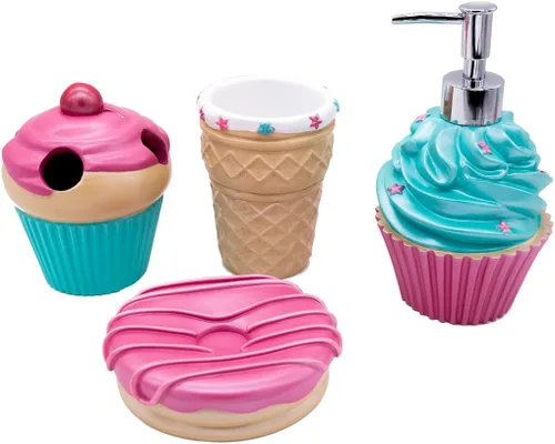 Vista 8 de Juego de accesorios de baño organizador completo con dispensador de loción/jabón de batido, taza de baño de tubo de huevo/vaso, jabonera de dona
