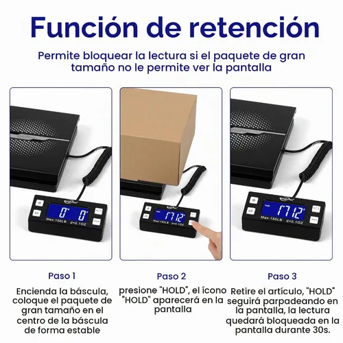 Vista 7 de Weighmax W-8809 - Balanza digital de envío y postal de 150lbs x 0.1oz con pantalla extendida, negro, baterías y adaptador de CA incluidos