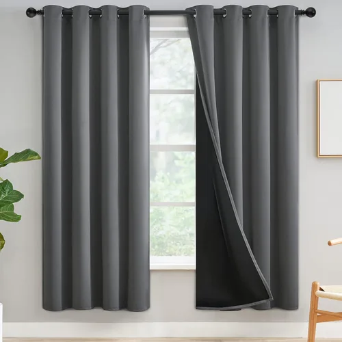 Vista 79 de Yakamok Cortinas negras, cortinas de ventana con aislamiento térmico y eficiencia energética para dormitorio, cortinas opacas completas y cortinas