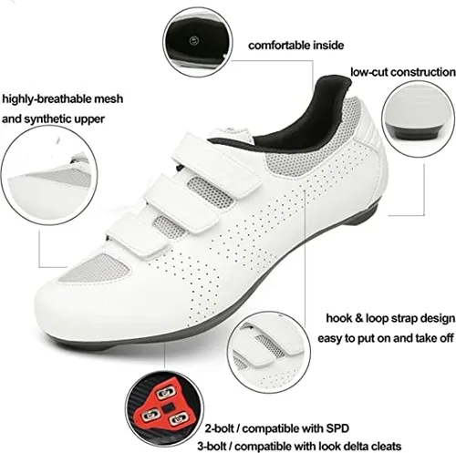Vista 5 de Zapatos de ciclismo de carretera para hombre, zapatos de equitación de interior, zapatos de ciclismo con tacos Delta, zapatos de bicicleta con pedal