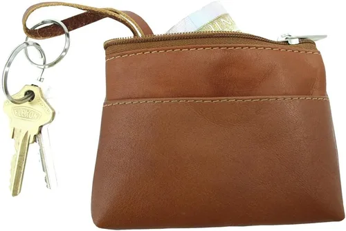 Vista 3 de Piel Leather Monedero con llave, Saddle, Monedero para llavemonedero