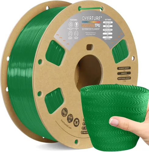 Vista 65 de OVERTURE - Filamento de TPU de 1/16 pulgadas, rollo flexible de poliuretano termoplástico, impresora 3D suave, 95A, carrete de 2.2 libras, precisión