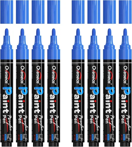 Vista 13 de Overseas - Marcadores de pintura acrílica negra, paquete de 8, bolígrafos de pintura de punta media Waterproof, Quick Dry, Fade Resistant, Non
