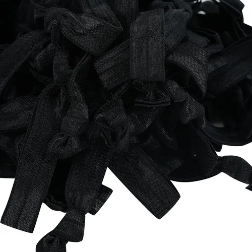 Vista 7 de MEEDEE Paquete de 100 lazos para el cabello, color negro, sin pliegues, nudos suaves para mujeres, sin daño, adecuado para colas de caballo, yoga