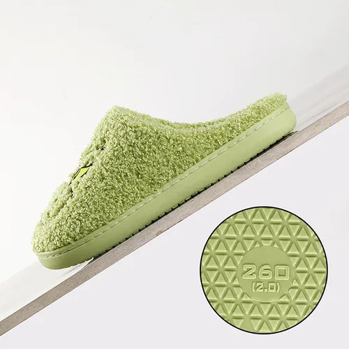 Vista 4 de TENDAWYP Pantuflas de Navidad para hombre y mujer, color verde, con dibujos animados, con sombrero de Papá Noel, suaves y acogedoras, pantuflas