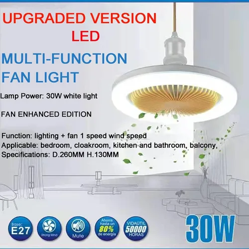 Vista 2 de Ventilador de techo con luz, ventilador de techo oculto E27, moderno ventilador de techo LED empotrado, ventilador invisible con iluminación