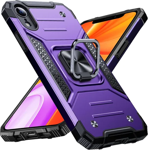 Vista 90 de Anqrp Funda resistente para iPhone 6/7/8/SE/SE2 con soporte de anillo mejorado y agarre, grado militar, a prueba de golpes, resistente y robusta