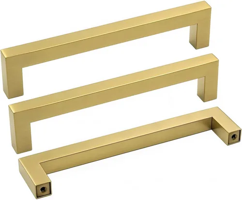 Vista 18 de Goldenwarm Paquete de 10 manijas cuadradas de bronce champán de 3 pulgadas (2.992 in) para armarios de cocina, armarios, aparadores y accesorios