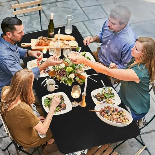 Vista 7 de fani 12 manteles de elastano para mesa de pícnic, elásticos ajustables para mesas rectangulares de 4 pies, cubierta lavable para mesa de patio