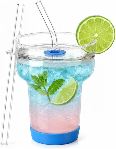 Vista 16 de Tronco Juego de 2 vasos de Martini, vaso de Margarita sin tallo de 16 onzas Rosa Coral/Púrpura Claro