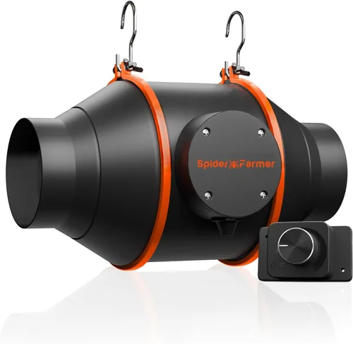 Vista 12 de Spider Farmer Ventilador de conducto en línea de 4 pulgadas con controlador de temperatura y humedad GGS, ventilador de escape de ventilación de 205