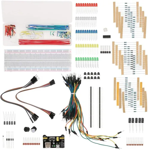 Vista 2 de Kit de inicio de componentes electrónicos, kit básico de aprendizaje de proyectos, gran cantidad para entusiastas de la electrónica de bricolaje