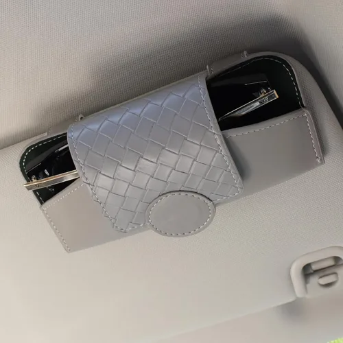 Vista 12 de KINIVA Soporte Rosa para Gafas de Sol de Visera de Coche Funda de Cuero para Gafas con Cierre Magnético para Accesorios Interiores de Coche