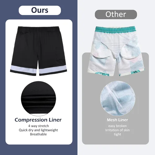 Vista 4 de American Trends Traje de baño para hombre, de secado rápido, con forro de compresión
