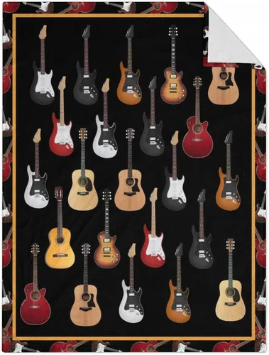 Vista 14 de Mercuryelf Manta de guitarra, suave, mullida y cálida, manta pequeña de 30 x 40 pulgadas para regazo y cuna, regalo para los amantes de la guitarra