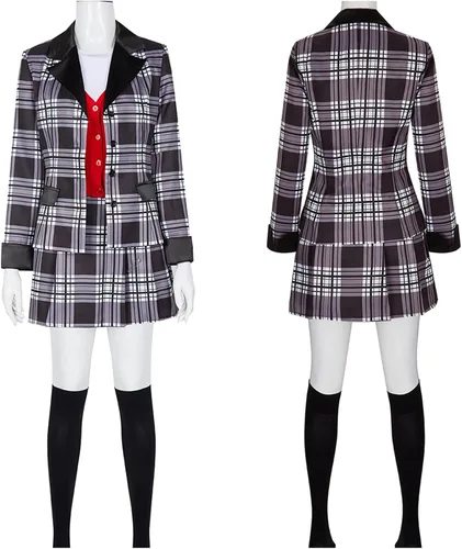 Vista 2 de Weixu Clueless - Disfraz de Dion para cosplay, vestido elegante, uniforme a cuadros, conjunto completo de trajes de Halloween