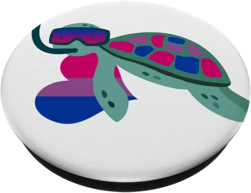 Vista 2 de Linda tortuga bisexual bandera corazón sutil LGBT bi orgullo gay PopSockets intercambiables PopGrip