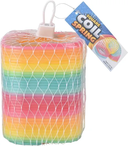 Vista 6 de The Dreidel Company Arco iris de resorte helicoidal cuadrado jumbo, recuerdo de fiesta para niños, 4.75 pulgadas (4.724 in) envuelto individualmente