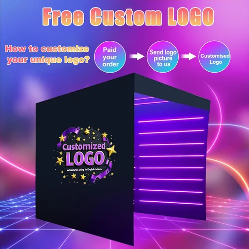 Vista 2 de Telón de fondo de cabina de fotos de 360 grados para cabina de fotos, fondo de pared personalizado con logotipo, video selfie, fondo giratorio