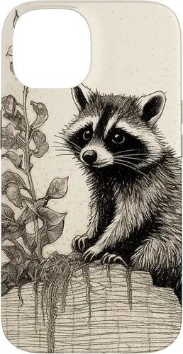 Vista 4 de Minimalistic Plant Draw Racoon Case for iPhone 17