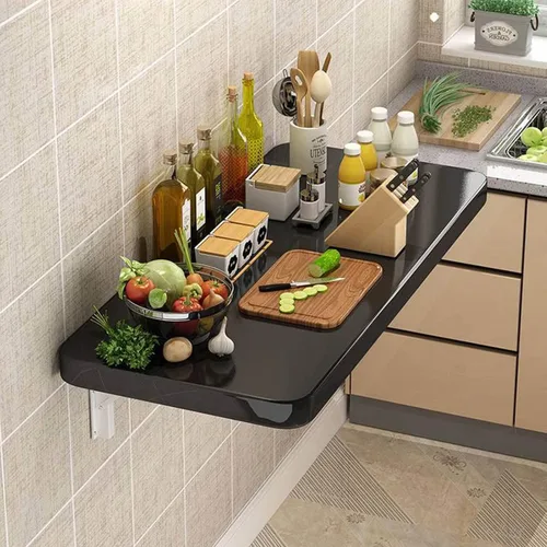 Vista 4 de Escritorio plegable para montaje en pared, mesa plegable portátil para espacios pequeños, cuarto de servicio, hogar, bar, cocina, comedor