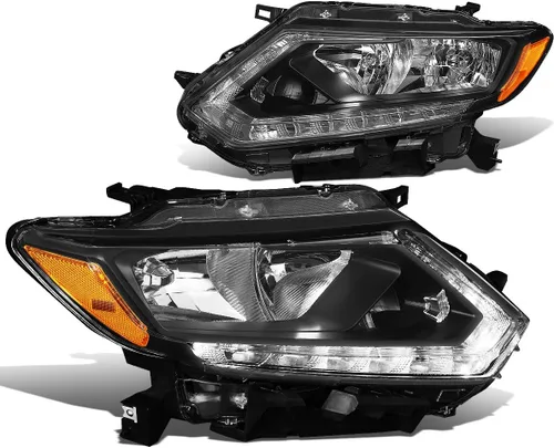 Vista 8 de Auto Dynasty - Conjunto de faros delanteros LED DRL compatibles con Nissan Rogue 2014 2015 2016, par de lámparas halógenas de repuesto con barra