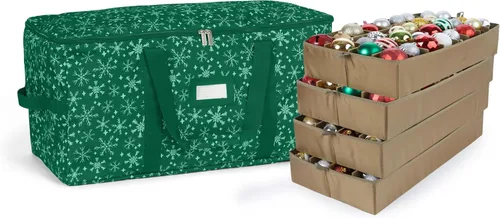 Vista 30 de Covermates Keepsakes Bolsa de almacenamiento ajustable para adornos, con asas de transporte, protección acolchada, ruedas dobles, almacenamiento