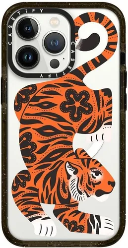 Vista 243 de CASETiFY Funda Impact para iPhone 13 [Protección contra caídas de grado militar 4X de 8.2 pies/Compatible con Magsafe] - #1 Mom - Transparente