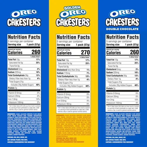 Vista 2 de OREO Cakesters Soft Snack Cakes - Paquete variado de 3 a 5 unidades (15 paquetes de bocadillos en total, 5 por sabor)