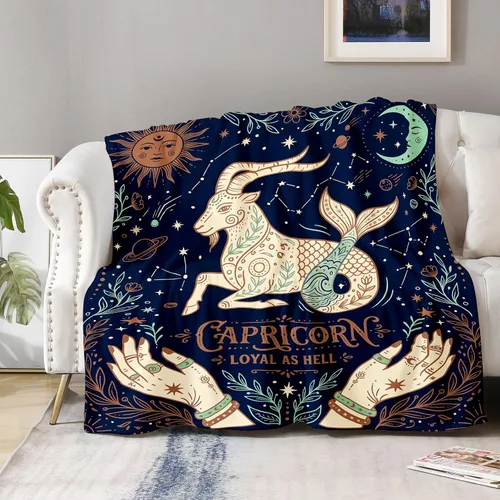 Vista 3 de Aimego Capricornio - Manta de franela de astrología celestial del zodiaco, regalo de cumpleaños para mujeres y hombres, manta bohemia suave y ligera