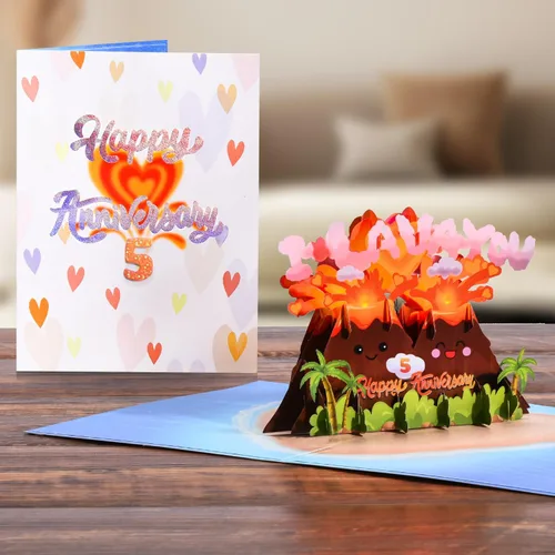 Vista 3 de I LAVA YOU - Tarjeta de felicitación de 5º aniversario para esposa, marido, pareja, musical en 3D, romántica tarjeta de aniversario de quinto