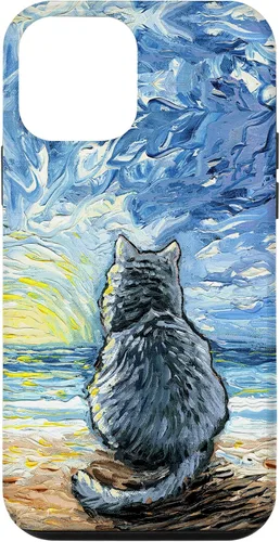 Vista 16 de Nebelung Gray Cat Starry Night Persian Russian Blue Art Case for iPhone 17
