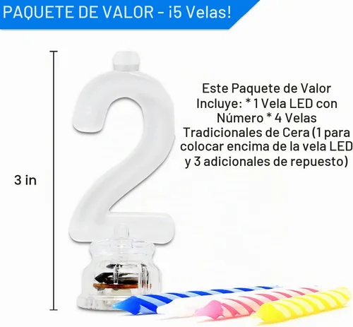 Vista 3 de Juego de velas de número de cumpleaños de Novelty Place, decoración para pastel de cumpleaños intermitente multicolor con LED con 4 velas de cera 2