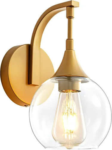 Vista 15 de Juego de dos apliques de pared negros, lámpara de pared moderna con pantalla de vidrio transparente, accesorios de iluminación de tocador de baño