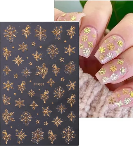 Vista 6 de Calcomanías de uñas de Navidad para arte de uñas, 8 hojas, calcomanías de copo de nieve para arte de uñas, calcomanías autoadhesivas 3D, exquisitos