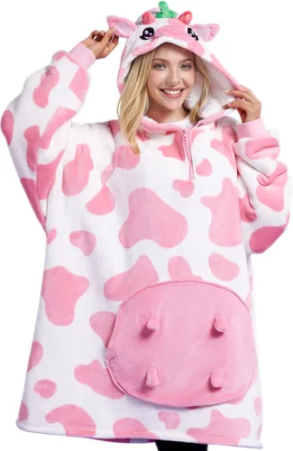 Vista 18 de Giggling Getup Manta Vestible con Capucha para Mujeres y Hombres Manta con Capucha Vestible de Forro Polar Sherpa Sudadera Manta Vestible Sherpa