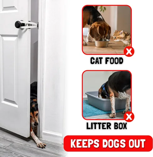 Vista 2 de FlexLatch Pestillo de puerta para gatos - Negro. Alternativa de puerta para gatos, instalación rápida. La correa de cierre flexible permite entrar a