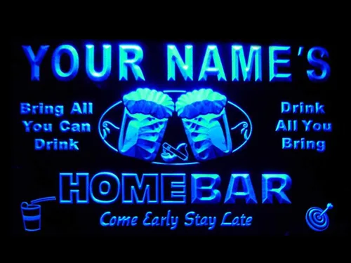 Vista 25 de Letrero luminoso Custom Home Bar Beer de neón; personalizado con nombre Blanco