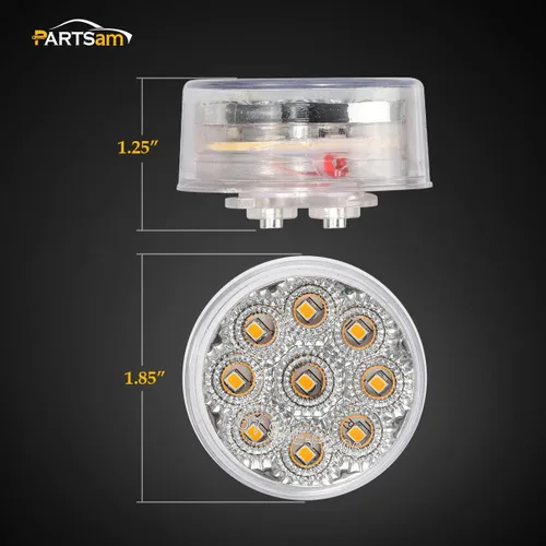Vista 12 de Partsam 20 piezas de 2 pulgadas redondas luces LED ámbar de 9 LED para señal de giro, luces de marcación laterales con reflector [aprobadas por DOT]