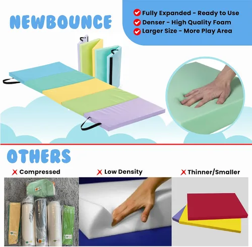 Vista 3 de New Bounce Tumbling Mat for Kids - Gymnastics Mat - Folding Exercise Tumble Mat for Home Gyms