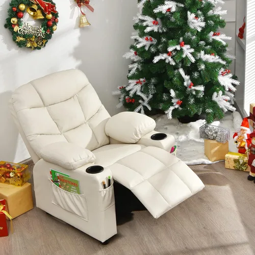 Vista 8 de Costzon Silla Reclinable para Niños con Portavasos, Silla de Descanso Ajustable con Reposapiés y Bolsillos Laterales para Habitación de Niños