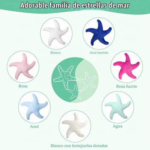 Vista 5 de Almohada de estrella de pescadillo de Marble Empire para sofá y cama, almohada de decoración costera, almohada de acento de tema de playa de océano