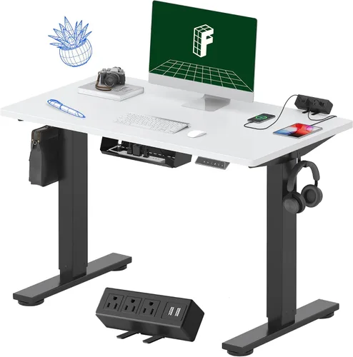 Vista 35 de FLEXISPOT EN2 Escritorio de pie de una pieza completa con regleta de alimentación de abrazadera, escritorio eléctrico de altura ajustable de 40 x 24
